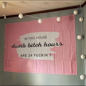 Pink flag tapestry great for she-shed, sorority house, dorms and more